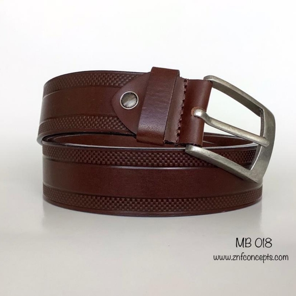 Genuine Leather belt, Embossed design Rich Brown c - Picture 5 of 5